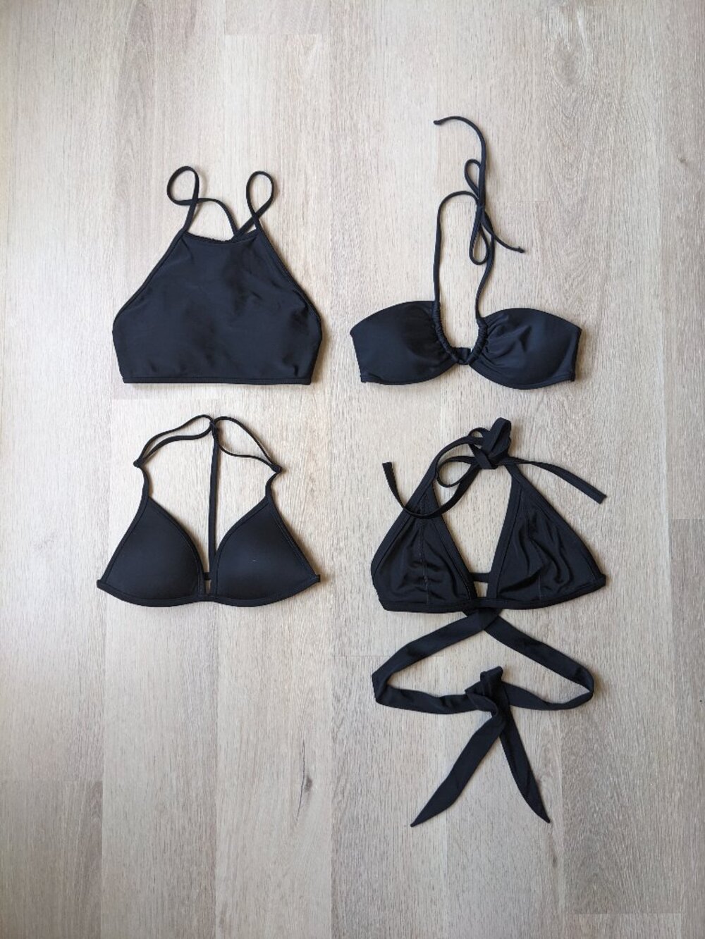 4 Black Bikini Swim Tops Set — Aerie + PINK